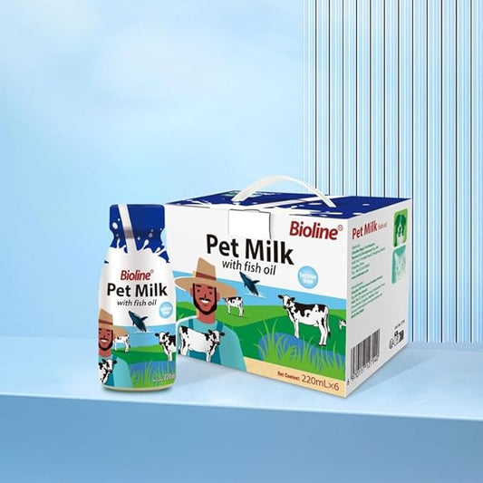 Bioline Pet Milk 220ml × 6 – Lactose‑Free with Fish Oil (Box of 6 Packs)