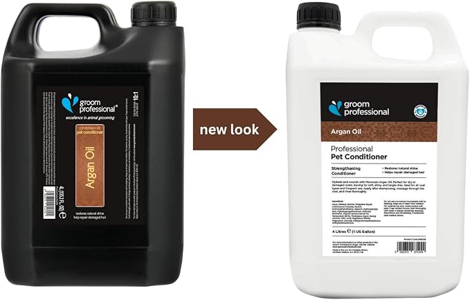 Groom Professional Argan Oil Dog Conditioner – Salon‑Grade Deep Repair & Shine Restoring Formula (4L, Made in the UK)