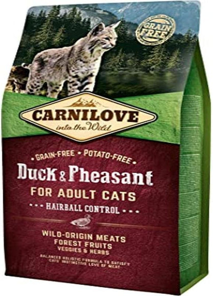 Carnilove Duck & Pheasant Adult Hairball Dehydrated Cat Food 6kg - front of pack