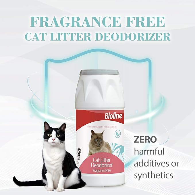 Bioline Cat Litter Deodorizer – Natural, Eco‑Friendly & Fragrance‑Free Odor Neutralizer (425g)