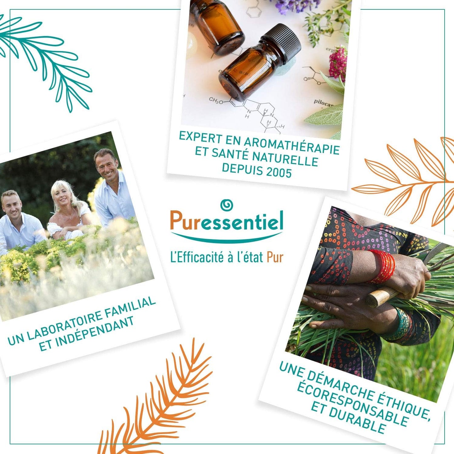 Puressentiel Antibacterial Lotion Spray 2.7 oz — 3 Essential Oils, Disinfects Hands & Surfaces 99.9%