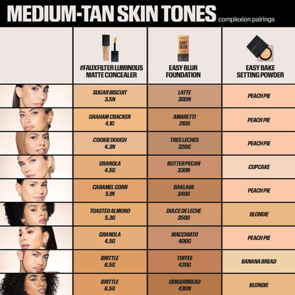 Huda Beauty Easy Blur Foundation 30ML - comparison chart