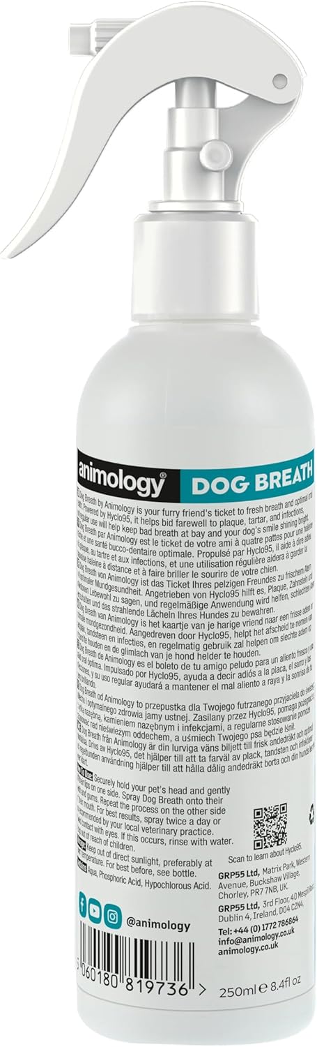 Animology Dog Breath Dental Spray 250ml - pack detail and label
