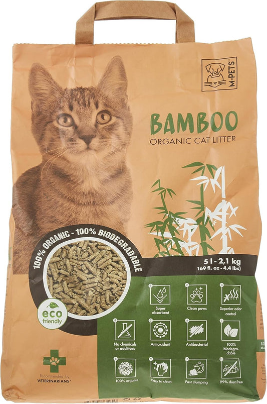 M‑PETS Bamboo Cat Litter – Organic Biodegradable Wood Pellets 5L