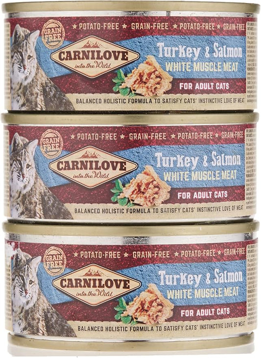 Carnilove Turkey & Salmon Wet Food for Adult Cats – 12×100g (Grain‑Free Natural Cans)