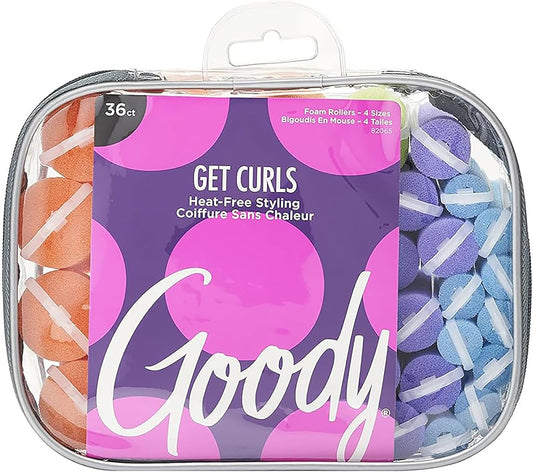Goody GoCurl Foam Hair Rollers – Assorted Colors (36‑Count) — Soft, No‑Heat Curls for All Hair Types