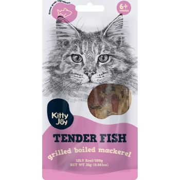 Kitty Joy Tender Fish Grilled Boiled Mackerel Cat Treats 25g - front of pack