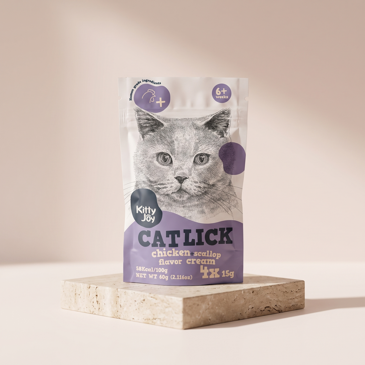Cat Lick Chicken and Scallop Cream Cat Treats 60g