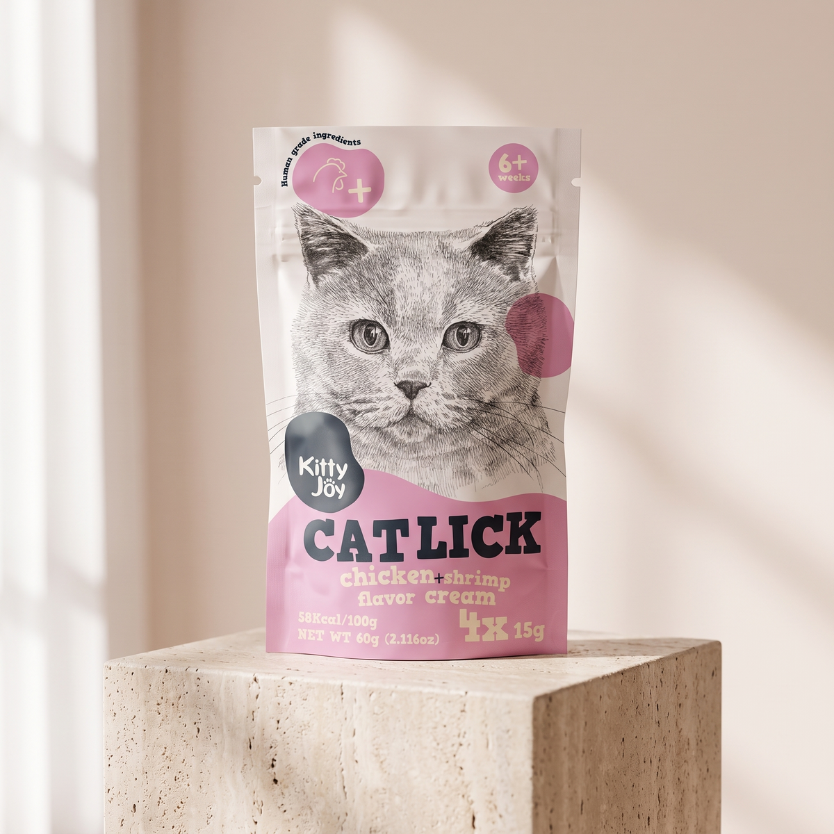 Cat Lick Chicken + Shrimp Flavor Cream Cat Treats 4x15g 60g